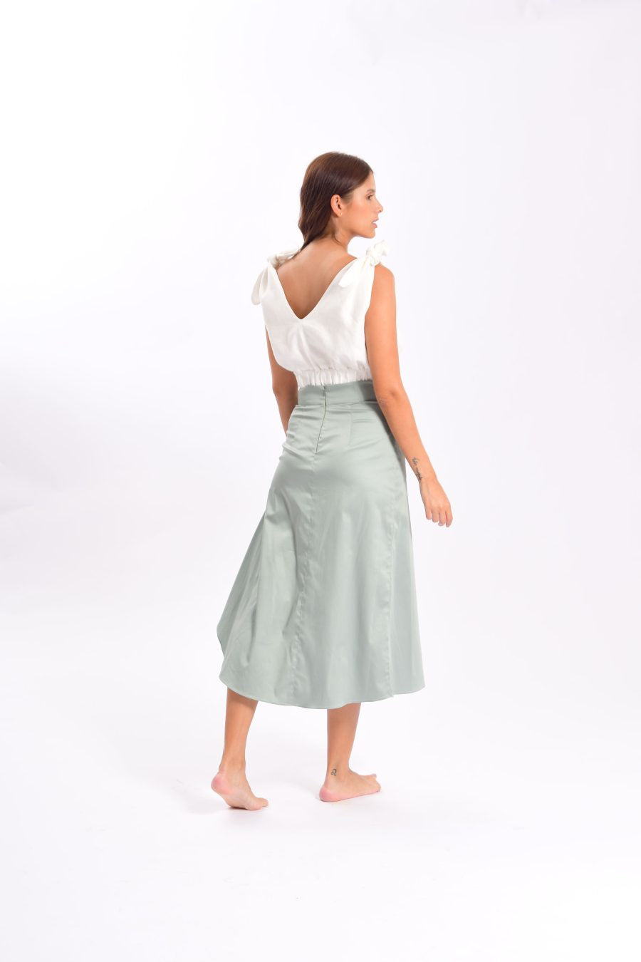 LEYA LINEN TOP  BLANCO